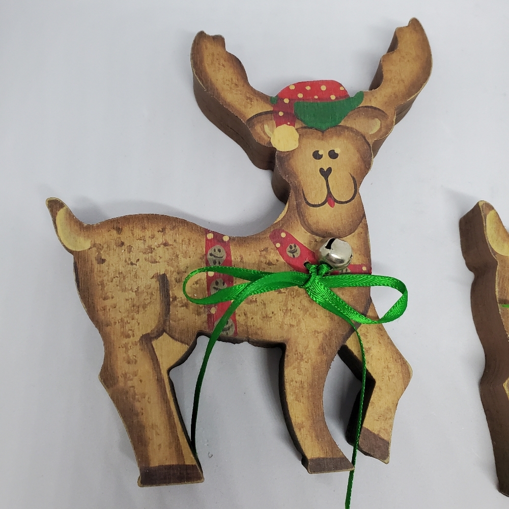 Sheila's Collectibles Vtg Wood Reindeer Figures Primitive Rustic Christmas 5.25" - Picture 11 of 14